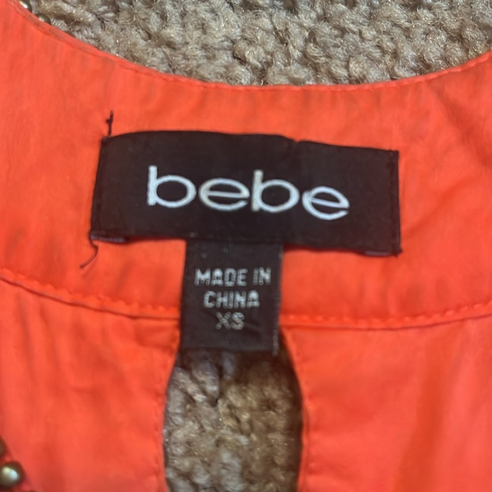 Bebe xs  Orange embellished silk halter tank top - Picture 2 of 7